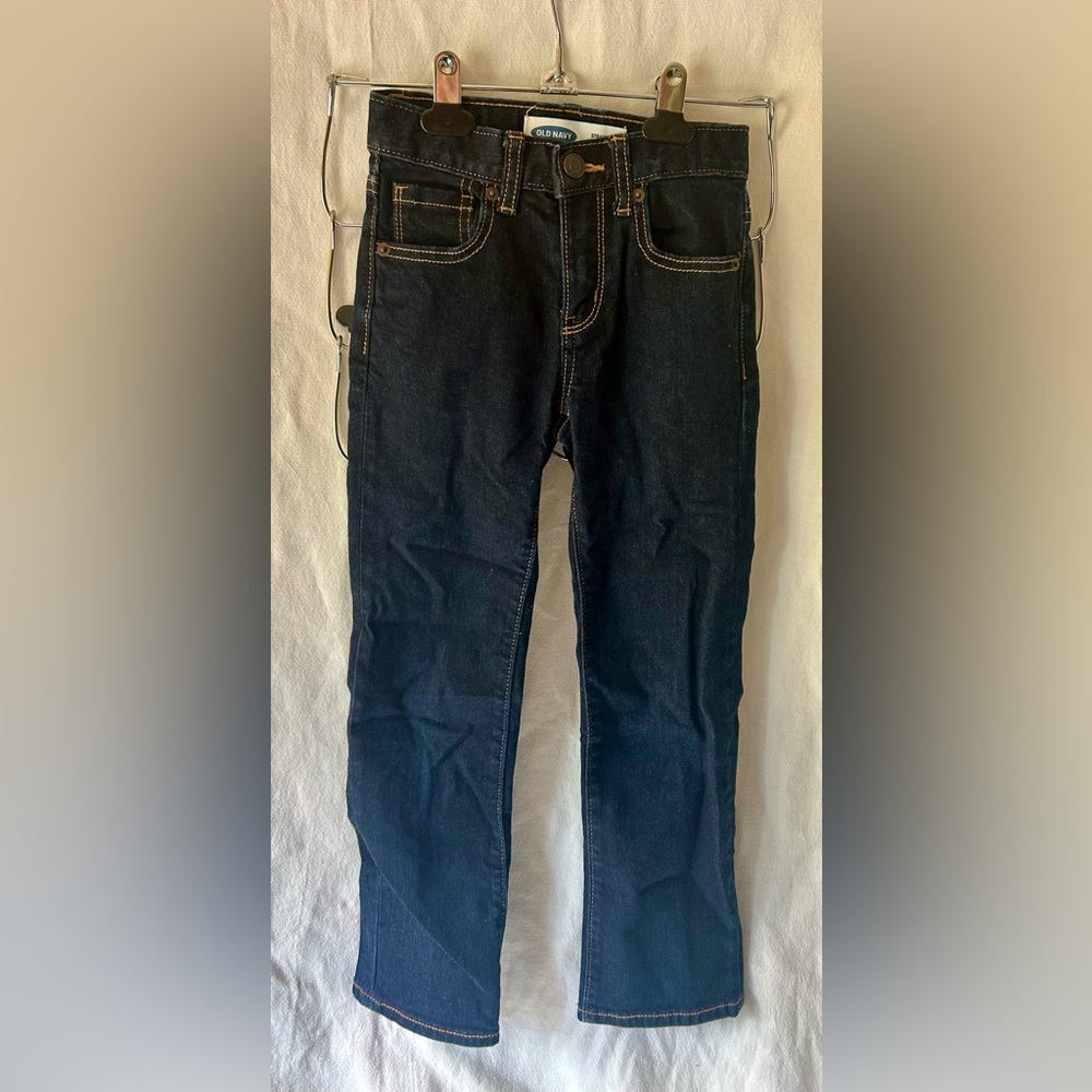Old Navy Straight Built-In Flex Jeans Boys Size 7 Slim Dark Wash Blue